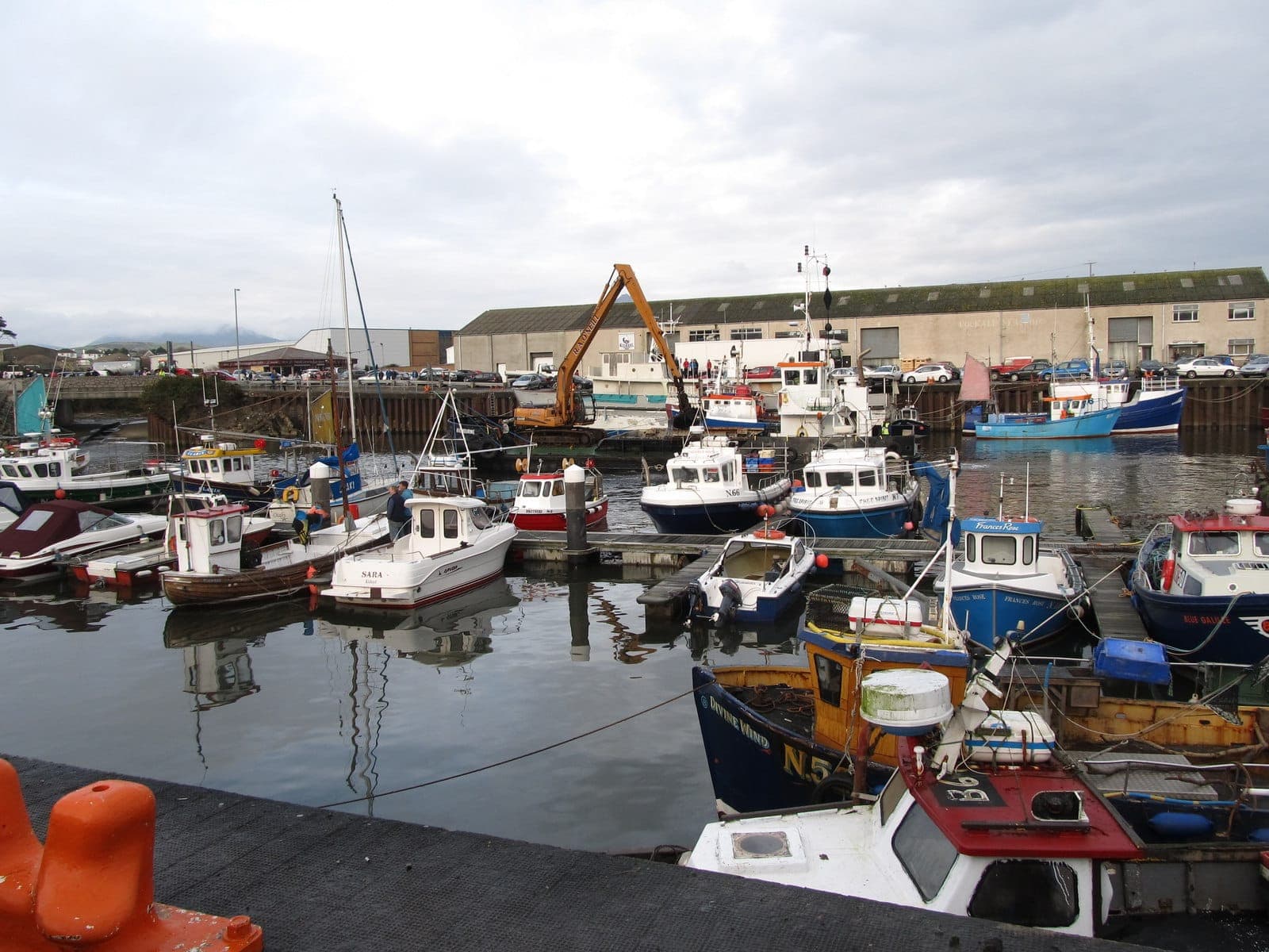 Kilkeel fishing trawlers moored at the busy harbour