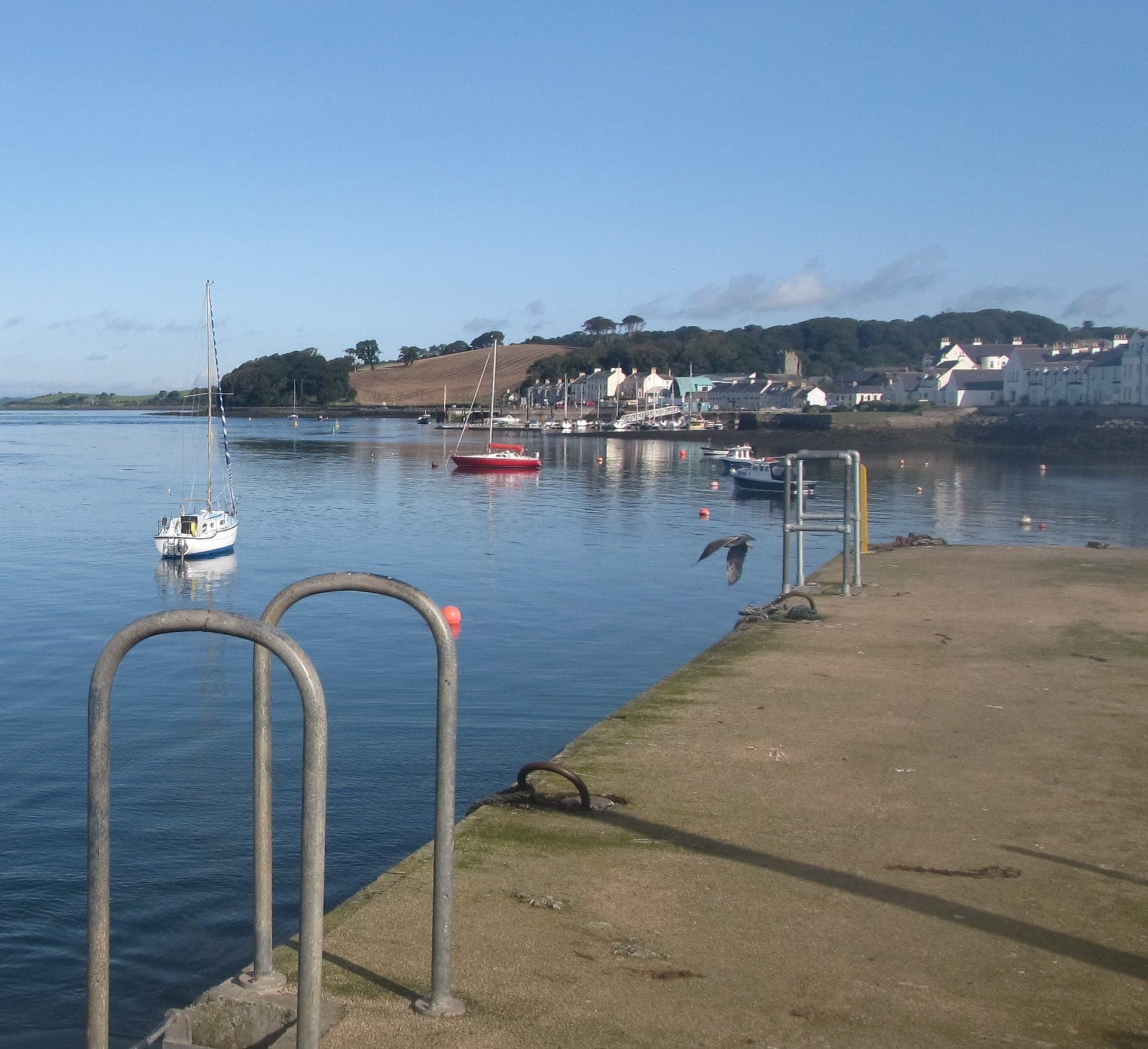 Ferry crossing with mountain views