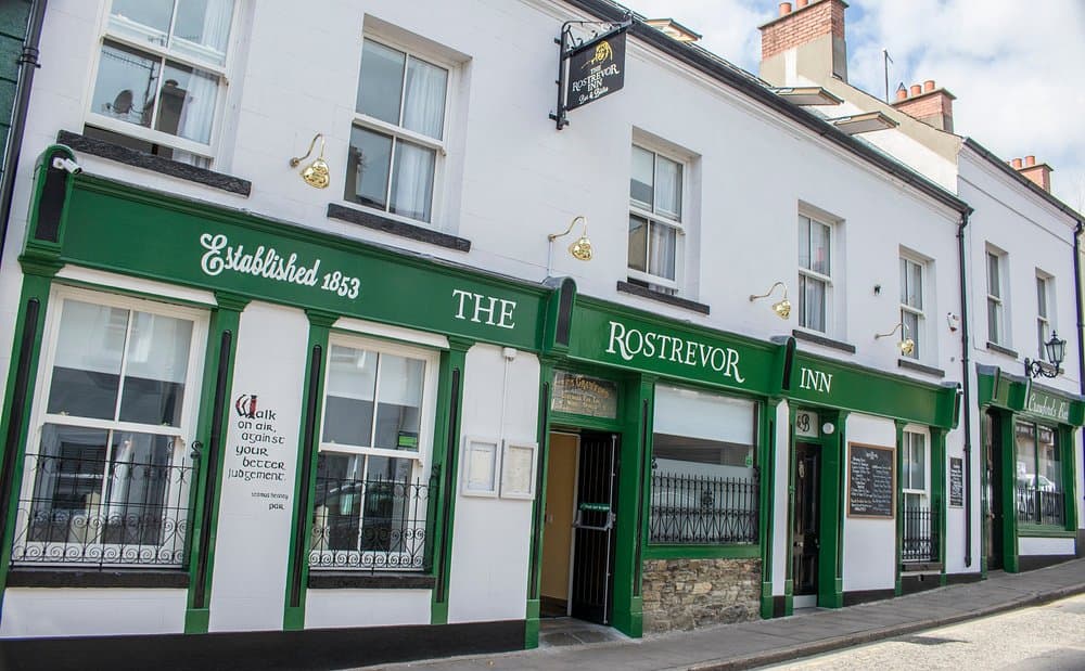 The Rostrevor Inn, established 1853, with its distinctive green facade