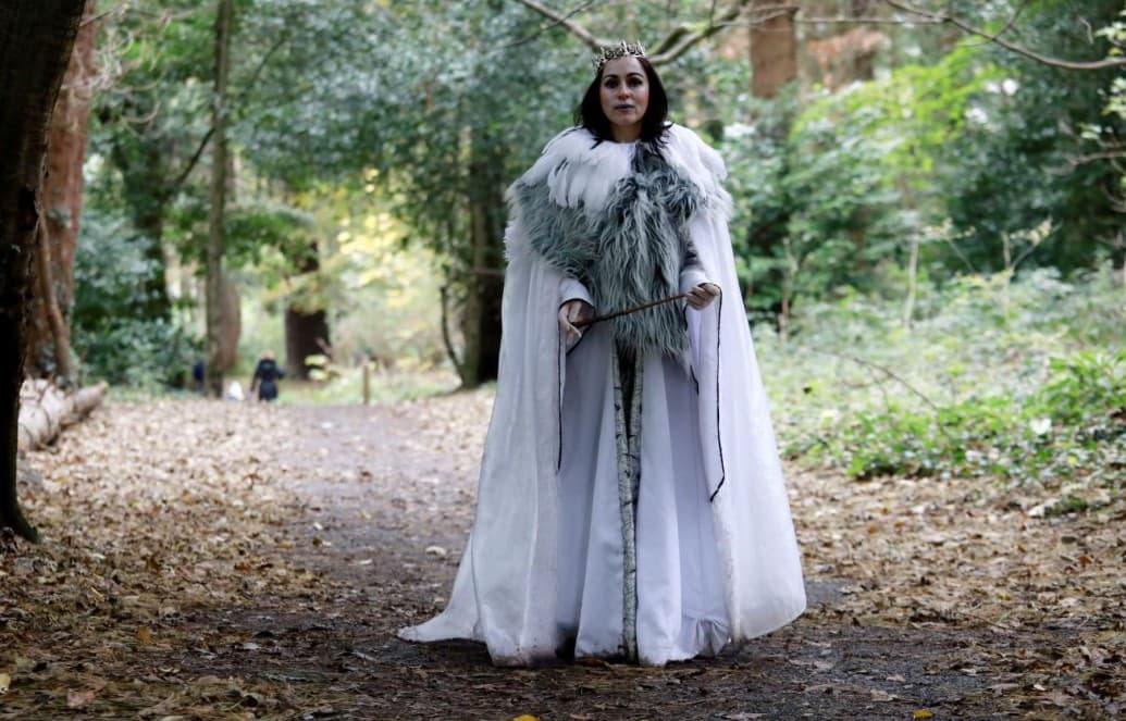 Actor dressed as the White Witch in costume on the Narnia Trail at Kilbroney Forest Park
